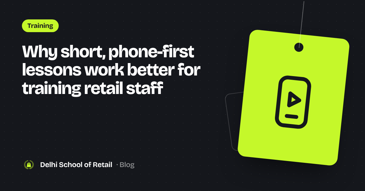 Illustration of a phone playing a lesson on a lime price tag, for microlearning
