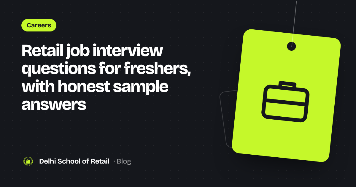 Illustration of a briefcase on a lime price tag, for retail job interviews